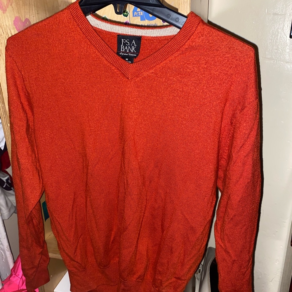red v neck mens sweater